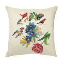 Axyaa Colorful Bird Flower Cushion Cover 45x45cm Linen Pillowcase Office Decoration
