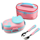 Axyaa Kids Bento Box Set Cute Cartoon Stainless Steel Leakproof Lunch Container