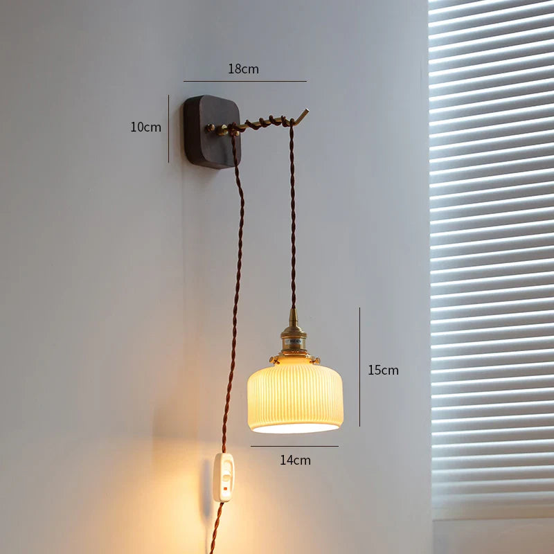 Axyaa Walnut Wooden LED Wall Lights Fixture Modern Indoor Lighting Nordic Wandlamp