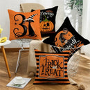 Axyaa Halloween Linen Pillowcase Set, Ghost & Witch Print Throw Pillow Cover