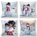 Axyaa Snowmen Winter Scene Pillowcase: Sofa, Bedroom, Car Cushion Cover