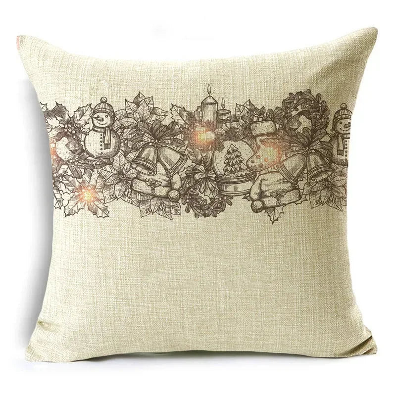 Axyaa Christmas Linen Cushion Cover Merry Gifts 18*18in