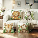Jungle Animals Cartoon Print Pillowcase by Axyaa - Sofa, Bedroom, Car Cover