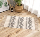Axyaa Cotton Linen Tassel Rug Carpets for Home Decor - Boho Ethnic Anti-slip Floor Mat