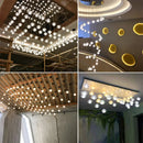 Axyaa Meteor Shower Glass Ball Chandelier - Long Rope Hanging Crystal Light