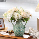 Axyaa Ancient Coins Relief Vase Ceramic Decor for Stylish Floral Arrangements