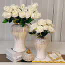 Axyaa Ceramic General's Vase in Electroplated Gold Finish