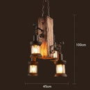 Axyaa Industrial Glass & Wood Chandelier - Retro Style for Restaurants, Bars & Coffee Shops