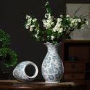 Axyaa Blue White Porcelain Flower Vase, Ceramic Living Room Decoration