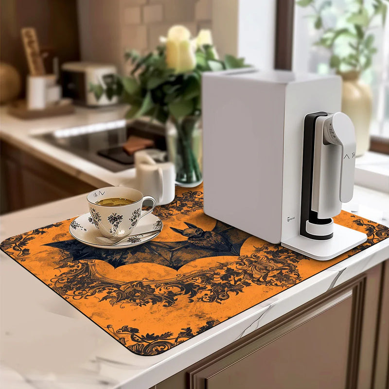 Axyaa Halloween Bat Kitchen Dish Mat Axyaa Halloween Bat Kitchen Dish Mat