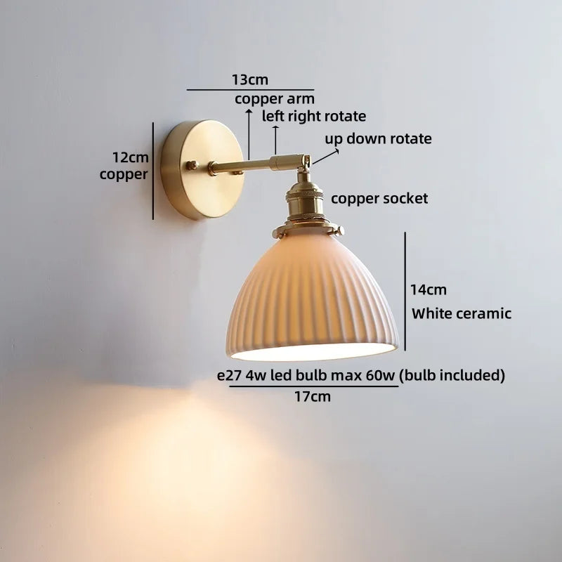 Axyaa Nordic LED Wall Light White Umbrella Style Swing Arm Modern Bedside Lamp