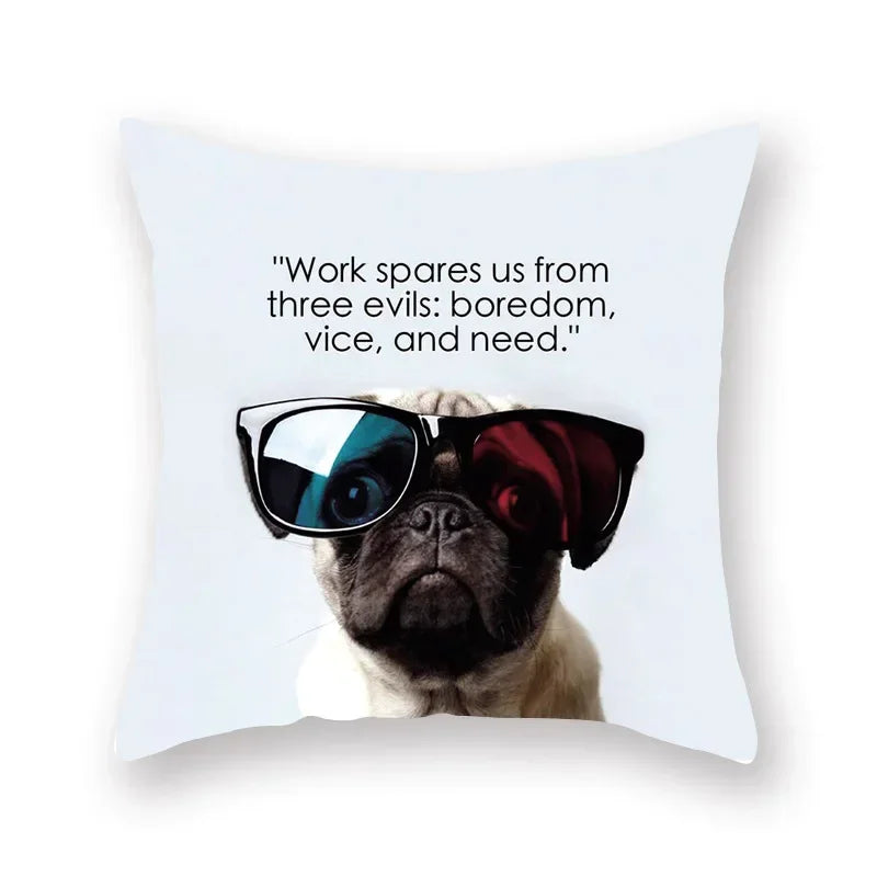 Axyaa Cute Dog Pillowcase | Cartoon Animal Square Cushion for Girls Room