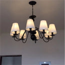 Axyaa Black Iron Chandelier with Cloth Lampshade, E14 Candle Light Holder