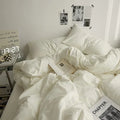 Axyaa Double Washed Cotton Bedding 4pc Set - High Quality Solid Color Premium Bed Linen