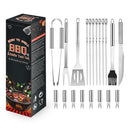 Axyaa 7-Piece Stainless Steel BBQ Tool Set in Paper Box for Outdoor Grilling