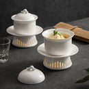 Axyaa Ceramic White Soup Pot with Cover for One Person