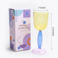 Axyaa Contrast Color Glass Goblet Cup Set - 420ml & 260ml Stemware Wine Glasses