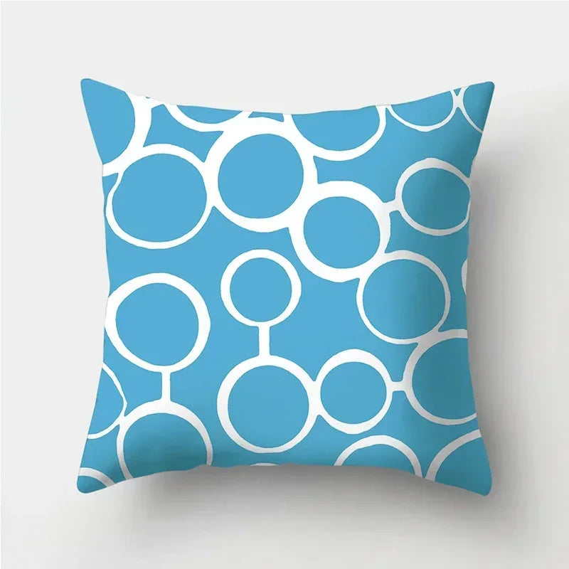 Axyaa Blue Geometric Pattern Cushion Cover for Living Room Sofa Decoration