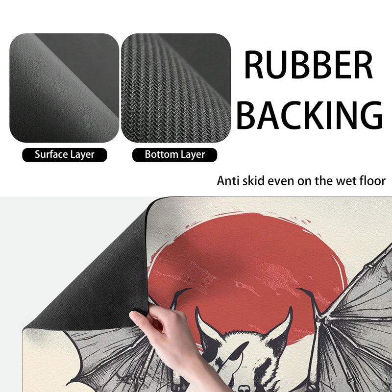 Axyaa Halloween Bat Drying Mat: Absorbent Anti-Slip Placemat for Table Cup Drying