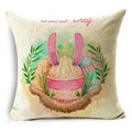 Axyaa Easter Pillowcase with Colored Eggs and Rabbit Print