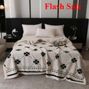 Axyaa European Cotton Fleece Blanket - Double-Layer Jacquard Sofa Blanket for All Seasons