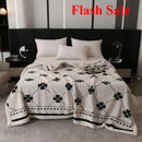 Axyaa European Cotton Fleece Sofa Blanket - Double-Layer Jacquard, Four Seasons Blanket