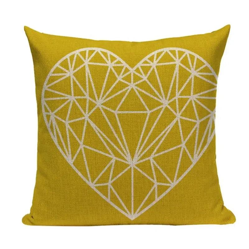 Axyaa Yellow Geometric Linen Pillow Case 45*45cm