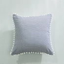 Axyaa Striped Pattern Ball Edge Pillow Case 45x45cm for Living Room Sofa