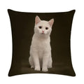 Axyaa Cat Printed Cotton Linen Cushion Cover 45x45cm