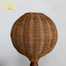 Axyaa Solid Wood LED Table Lamp with Rattan Lampshade for Cozy Spaces