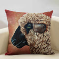 Axyaa Cattle and Sheep Cushion Cover for Home Decor - 45x45cm Linen Pillow