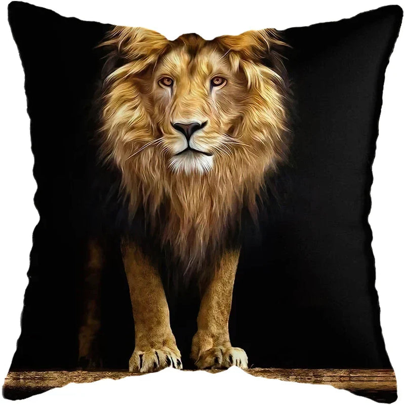 Wild Animals Lions Tigers Cushion Cover - Axyaa Luxury Home Decor