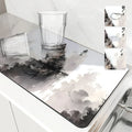 Axyaa Black Cat Kitchen Drying Mat - Quick Dry Drain Pad for Coffee & Dishes