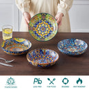 Axyaa Ceramic Pasta Bowls 42 Oz Soup Colorful Dishwasher Oven Safe, 4/8 Piece