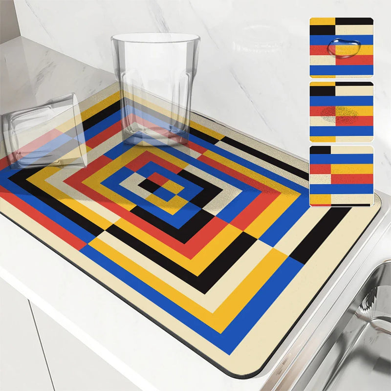 Axyaa Floral Drain Pad: Absorbent Anti-slip Kitchen & Bathroom Mat