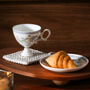 Axyaa Palace Relief Porcelain Coffee Cup & Saucer Set with Gold-Rimmed Milk Mug