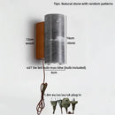 Axyaa Vintage Industrial LED Wall Light Fixture Stone Wood Square Wabi Sabi
