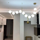 Axyaa Pearl Glass Necklace LED Chandelier - Elegant Interior Decor Lighting