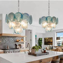Axyaa Colored Glass Chandelier: Modern Luxury LED Pendant Lamp for Home Lighting