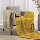 Axyaa Khaki Chunky Knit Throw Blanket with Tassels: Cozy, Farmhouse-Inspired, Oversized & Textured