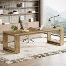 Axyaa Double Computer Desk, 86.6" Extra Long Wood Workstation