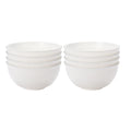 Axyaa White Vertical Grain Bowl Set - 8pcs Reusable Plastic Meal Bowls