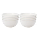 Axyaa White Vertical Grain Bowl Set - 8pcs Reusable Plastic Meal Bowls