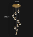Axyaa Modern Crystal Chandelier, Stair Pendant Lamp, Living Room Pendant Lights