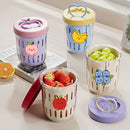 Axyaa Double-Layer Oat Container with Fork, Leak Proof Salad Cup