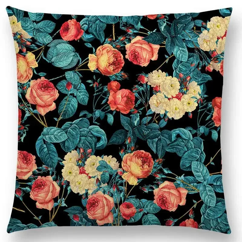 Axyaa Botanical Garden Floral Leaves Print Pillow Case Cover