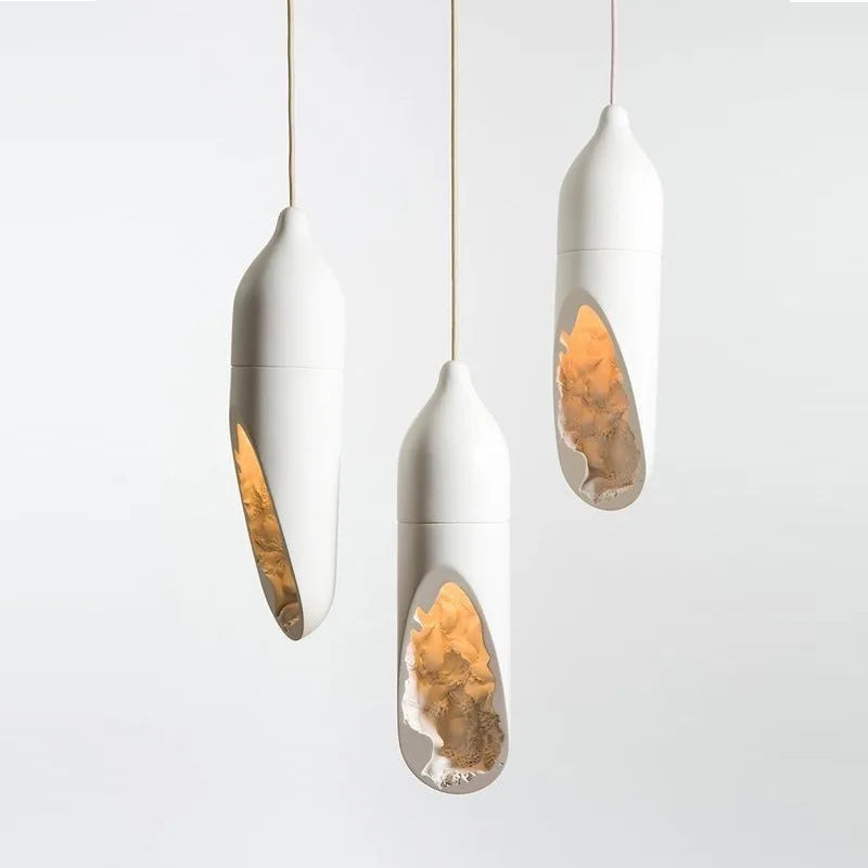 Axyaa White Plaster Pendant Lamp - Modern Wabi Sabi Design