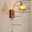 Axyaa Glass Copper LED Wall Lamp with Pull Chain Switch
