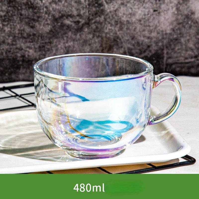 Axyaa Amber Glass Coffee Tea Mug 480ml Handle Drinkware
