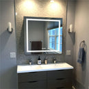 Axyaa Square LED Bathroom Mirror with Touch Sensor, Dimmable Light, and Demister Pad